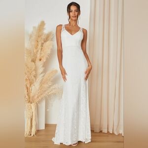 Lulu's Beloved Eternity White Lace Sleeveless Maxi Dress